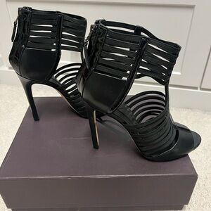 B Brian Atwood Langden Gladiator Caged Heels Black Size 8.5